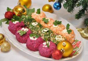 Порционный салат в шариках «Новогодние игрушки»